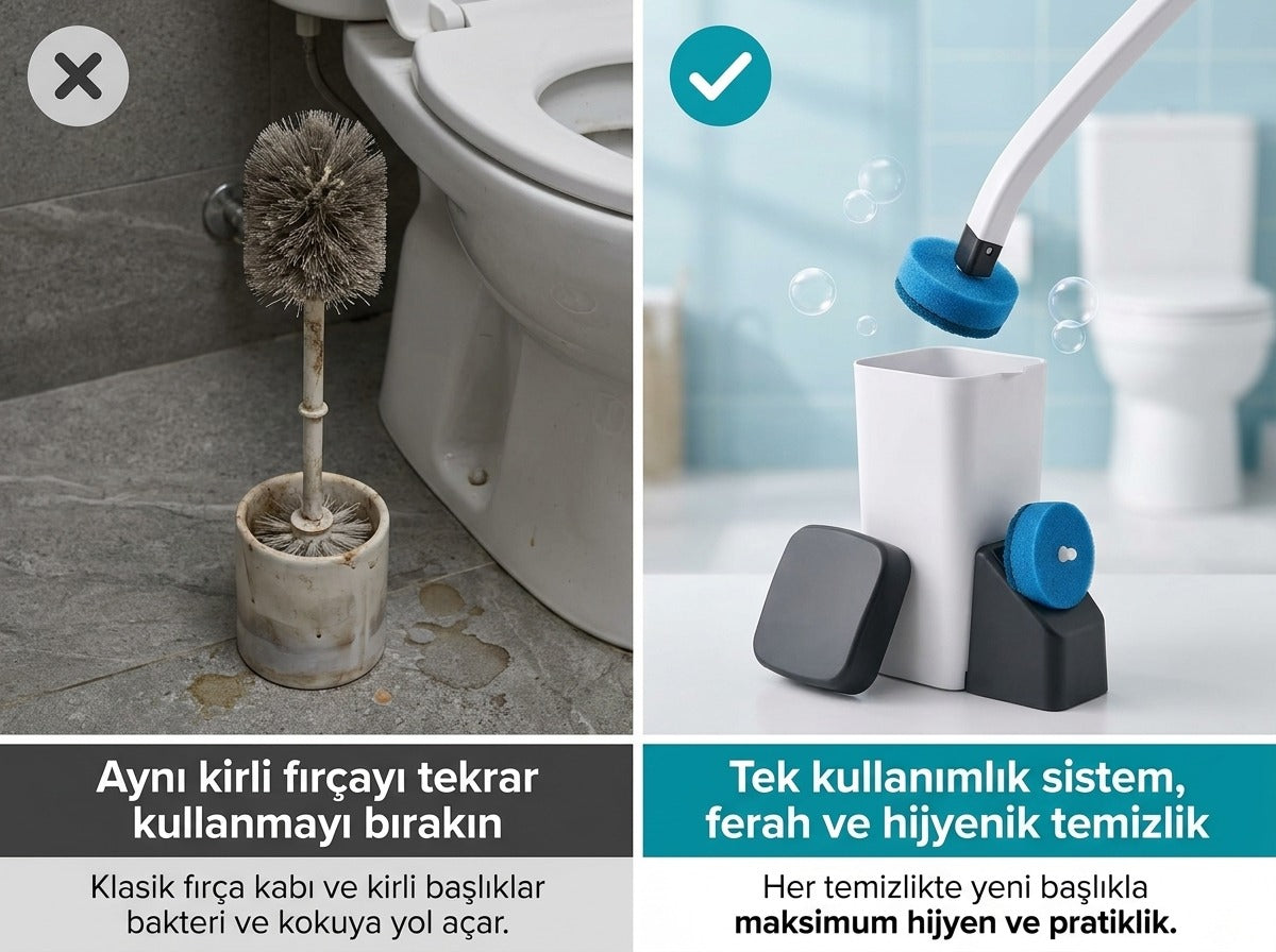 Aynı kirli fırçayı tekrar kullanmayı bırakın — tek kullanımlık sistem, ferah ve hijyenik temizlik